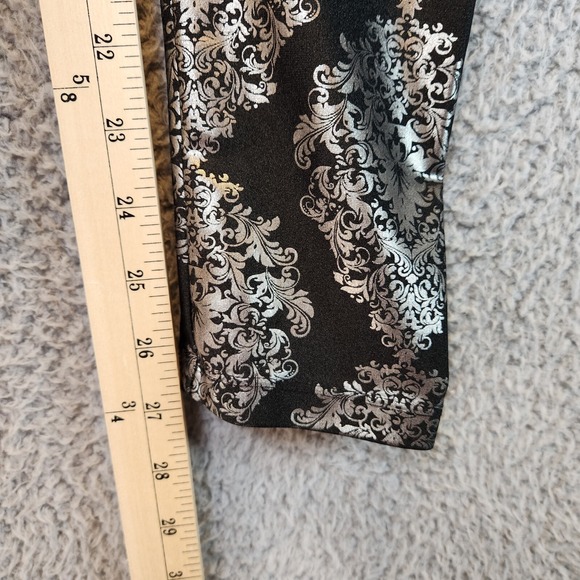 Material Girl Leggings Womens M Black & Silver Stretch Floral High-Rise Pull On - Picture 7 of 8